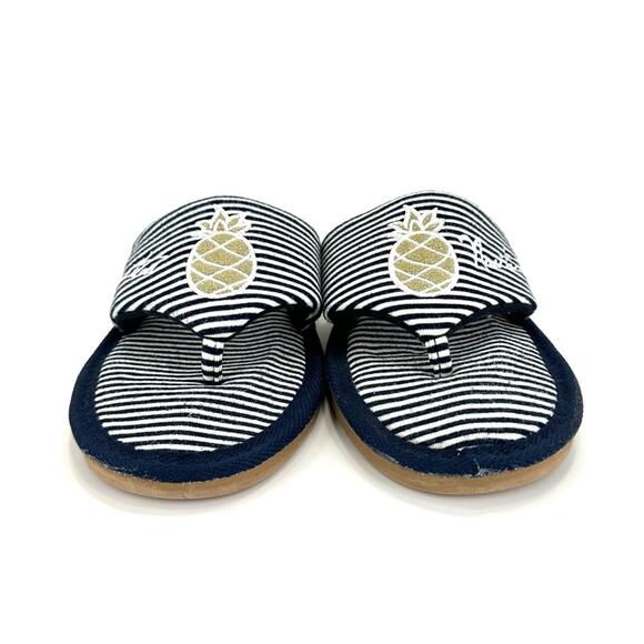 Nautica Livia Women Flip-Flop Sandal Sz 7 Navy White Stripes Embroidered Accent - Picture 4 of 12